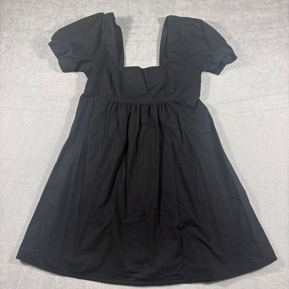 Wild Fable Black Puff Sleeve Square Neck Babydoll Mini Dress Medium